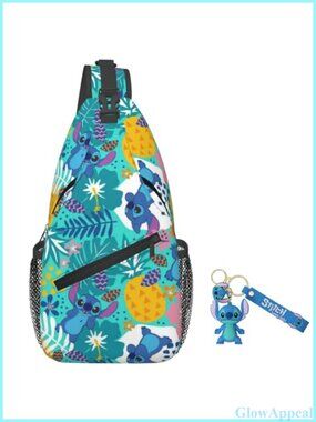 Cartoon Print Crossbody Sling Bag Polyester Adjustable Strap Chest Bag